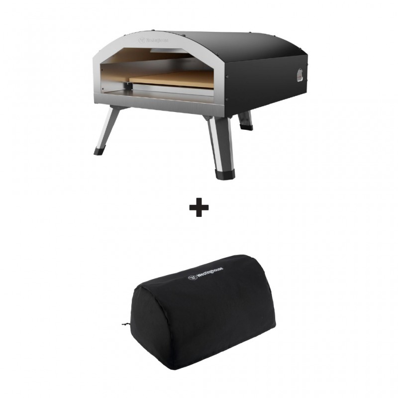 Westinghouse WBGLEG1201C18 Black Electric Pizza Oven & Westinghouse WABGL002 600D Oxford Polyester Rain Cover