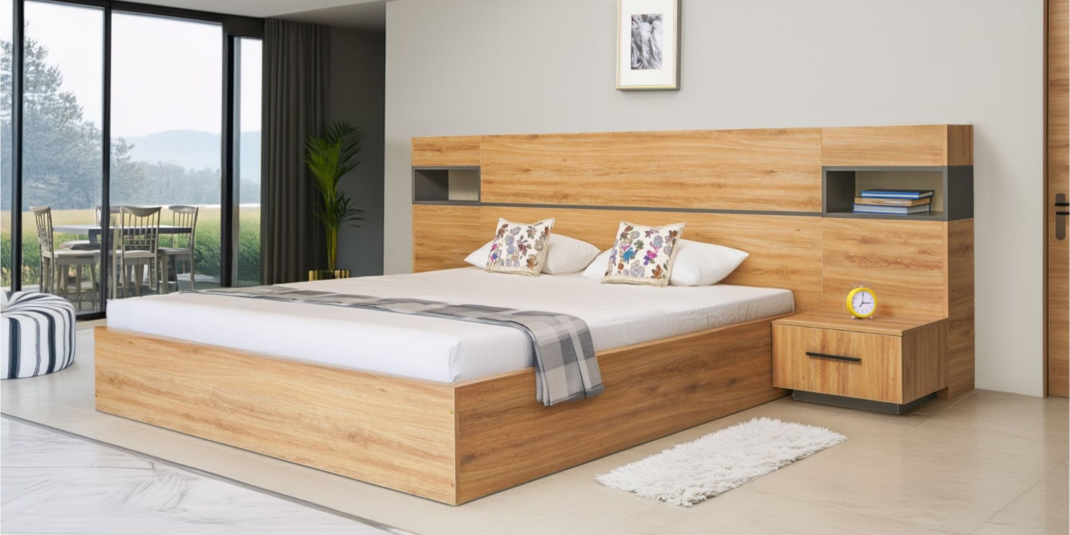 Salvadora Bed 180x200 cm With Night Tables In Plywood