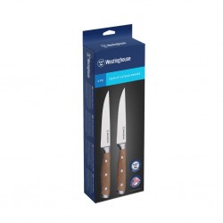 Westinghouse WCKF007702AWD 2pcs 5" Steak Knife Set With Bamboo Handle & Triple Rivets, 2.0mm Blade