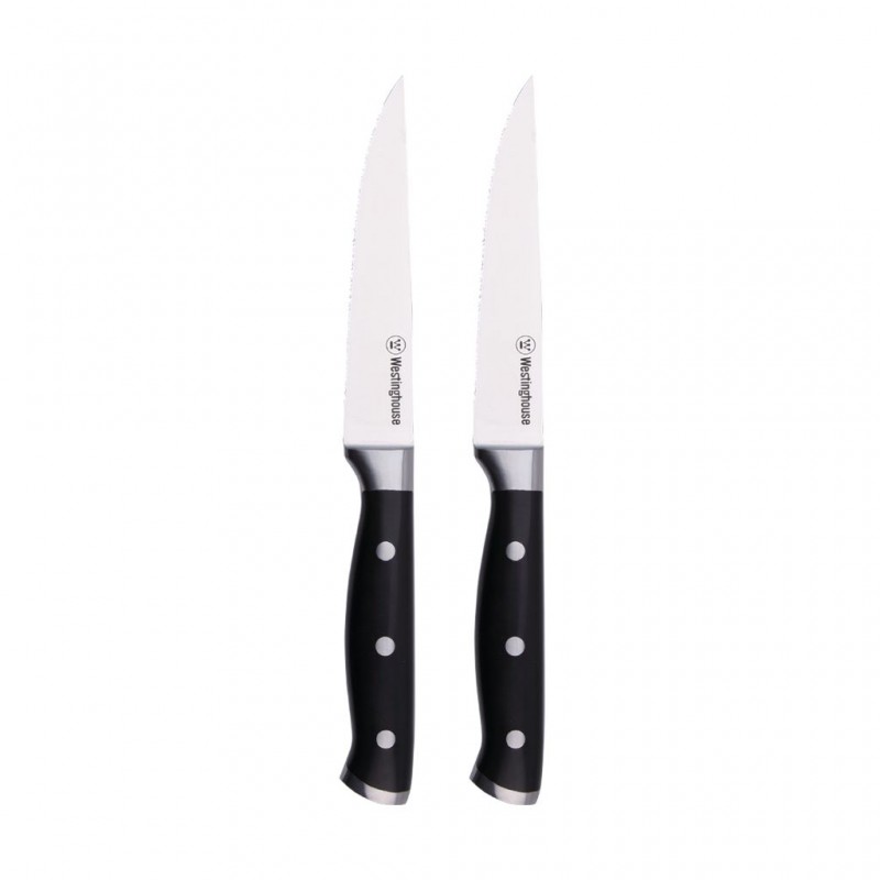 Westinghouse WCKF007602ABK 2pcs 5" Steak Knife Set With ABS Handle & Triple Rivets, 2.0mm Blade