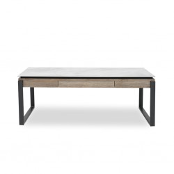 Coastal Coffee Table Pudalas Grey With Drawer