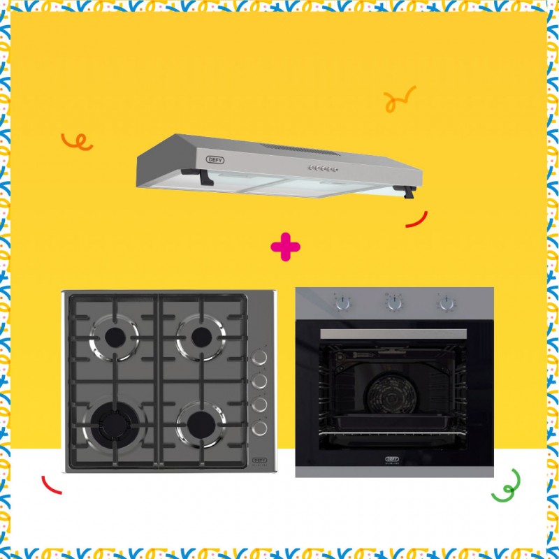 Defy DBO486E Built-in Oven + Defy DHG602 Built-in Hob + Defy DCH60SS Cooker Hood