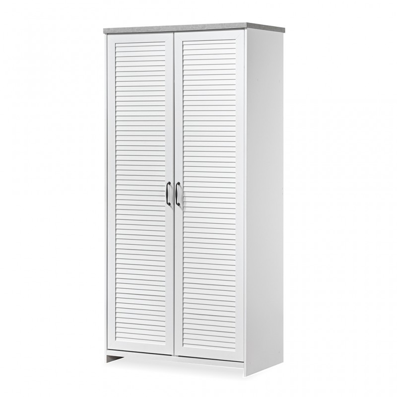 Aini Wardrobe 2 Doors White & Marble Grey