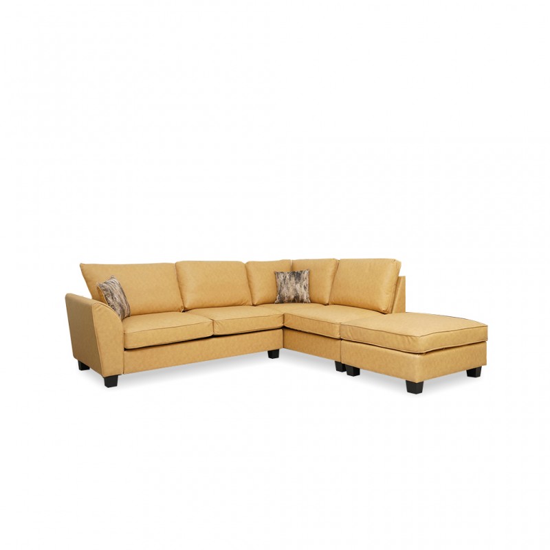 Bella Sofa Corner in Mustard Col Leather Gel