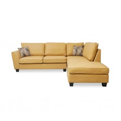 Bella Sofa Corner in Mustard Col Leather Gel