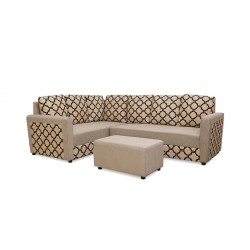 Olwen Sofa Corner LHF 2S & RHF 3S & Ottoman Beige W/Brown