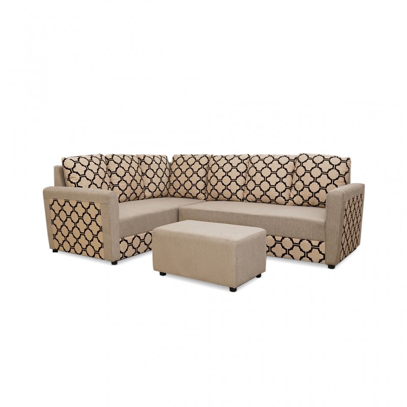 Olwen Sofa Corner LHF 2S & RHF 3S & Ottoman Beige W/Brown