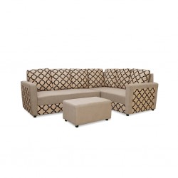 Olwen Sofa Corner RHF 2S & LHF 3S & Ottoman Beige W/Brown