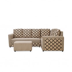 Olwen Sofa Corner RHF 2S & LHF 3S & Ottoman Beige W/Brown