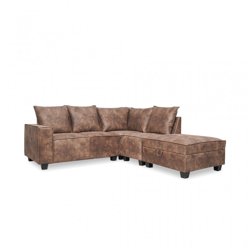 Hunter Reversible Modular Sofa W/Storage Chaise D.Brown