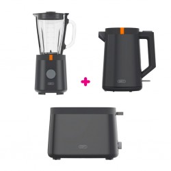 Defy TB 6260 G 1.5L Black Table Blender + Defy WK 4215 G 1.7L Black Kettle + Defy TA 4220 G 2 Slice Black Toaster