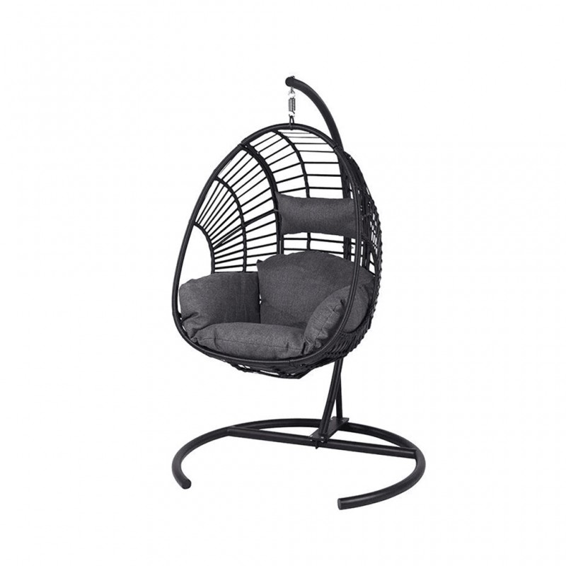 Elfa Hanging Chair Dark Grey and Frame In Black