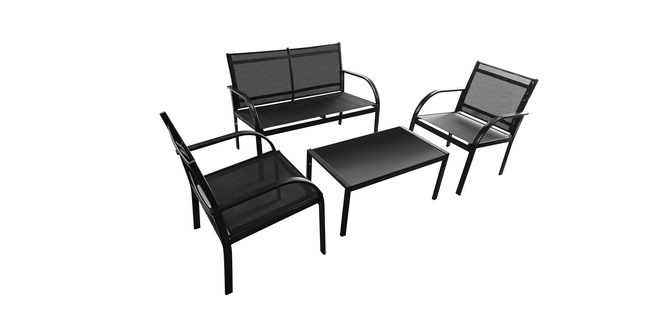 Russo Sofa Set 2+1+1 With Coffee Table Black