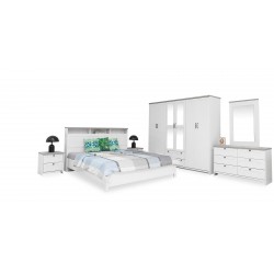 Brianna Bedroom Set 180x200 cm White & Marble Grey