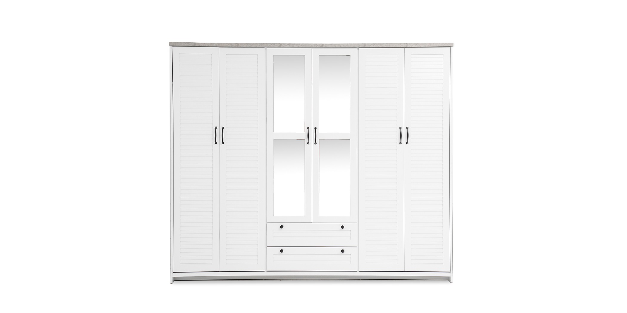 Brianna Bedroom Set 180x200 cm White & Marble Grey