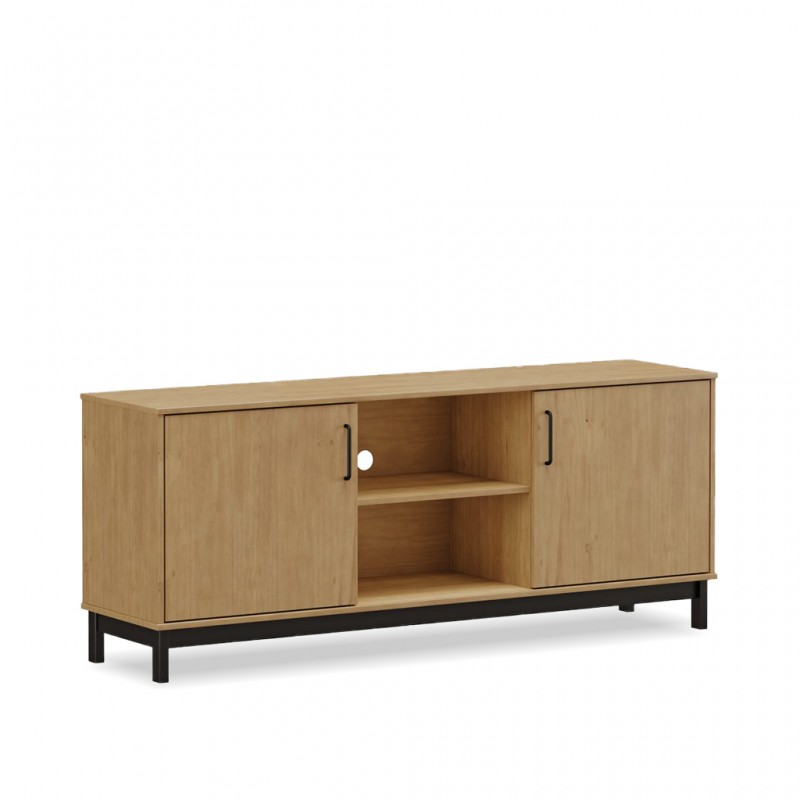 Madri Low TV Stand 2 Drawers Roble/Black/Solid Wood