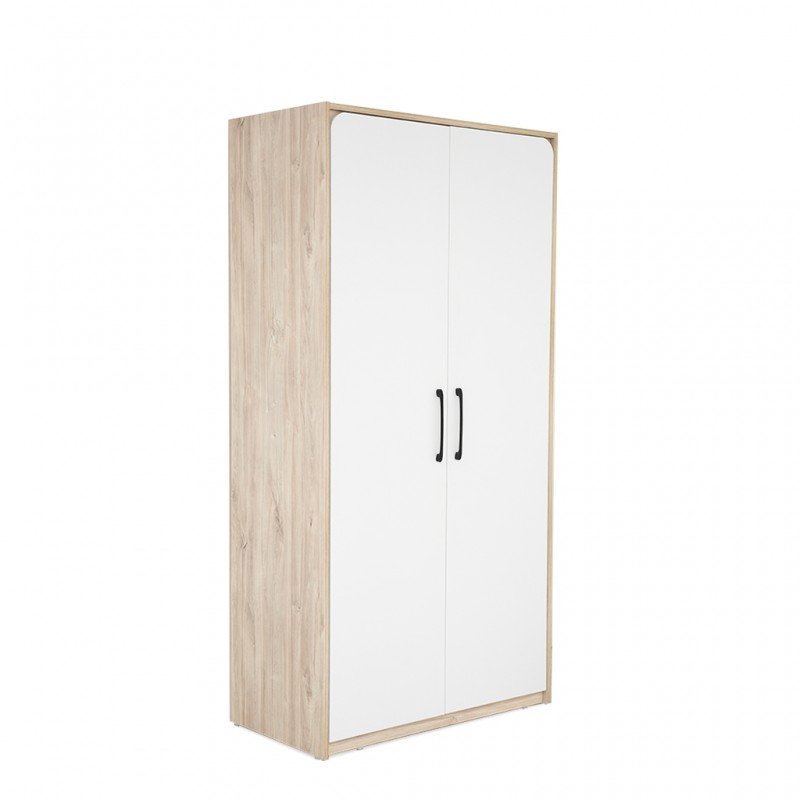 Wonderland Wardrobe 2 Doors Laguna Wood & White