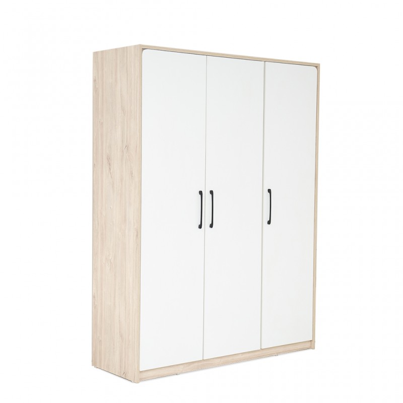 Wonderland Wardrobe 3 Doors Laguna Wood & White