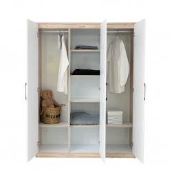 Wonderland Wardrobe 3 Doors Laguna Wood & White