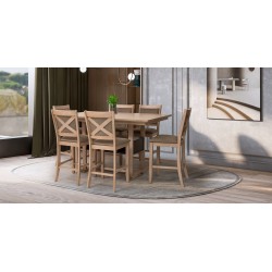 Deborah High Table And 6 High Chairs Oak Veneer