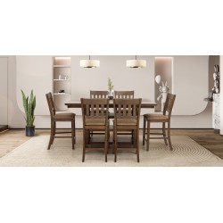 Serafina High Table And 6 High Chairs Ash Veneer