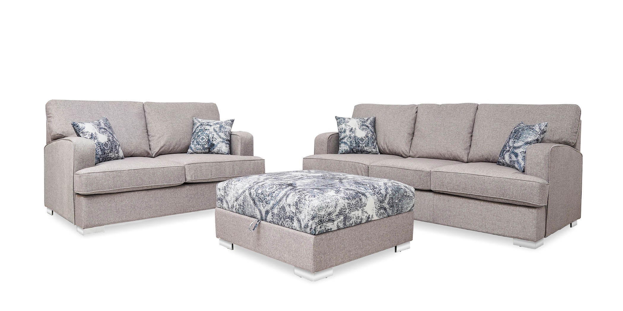 Belluti 3+2 & Ottoman in Beige Col fabric