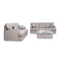 Belluti 3+2 & Ottoman in Beige Col fabric