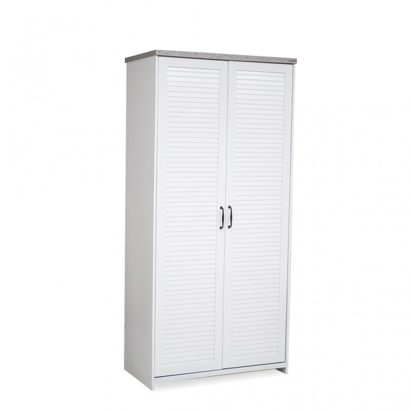 Aini Wardrobe 2 Doors White & Marble Grey