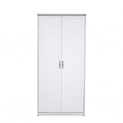 Aini Wardrobe 2 Doors White & Marble Grey