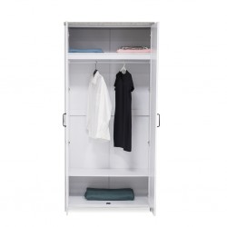 Aini Wardrobe 2 Doors White & Marble Grey