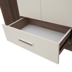 Jayden Wardrobe Doors & 1 Drawers Ivory & Walnut