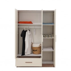 Jayden Wardrobe Doors & 1 Drawers Ivory & Walnut