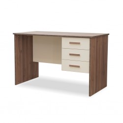 Jayden Office Table & 3 Drawers Ivory / Walnut