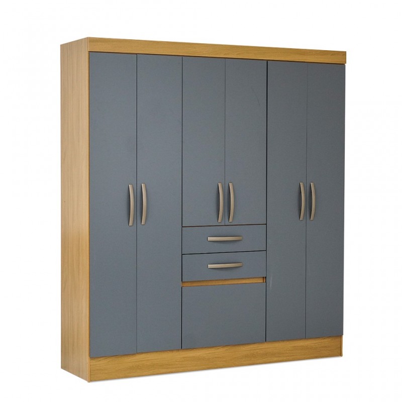 Mafra Wardrobe 6 Doors & 2 Drawers Freijo/Grey