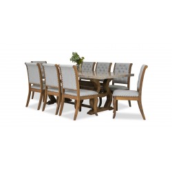 Merlin Table and 8 Chairs Antique Oak