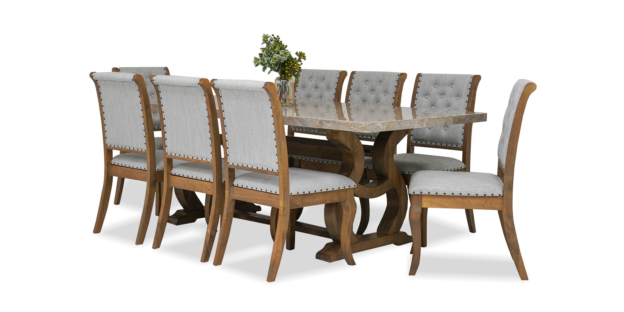 Merlin Table and 8 Chairs Antique Oak