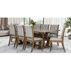 Merlin Table and 8 Chairs Antique Oak