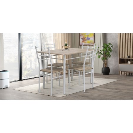 Yakon Table and 4 Chairs Metal/MDF