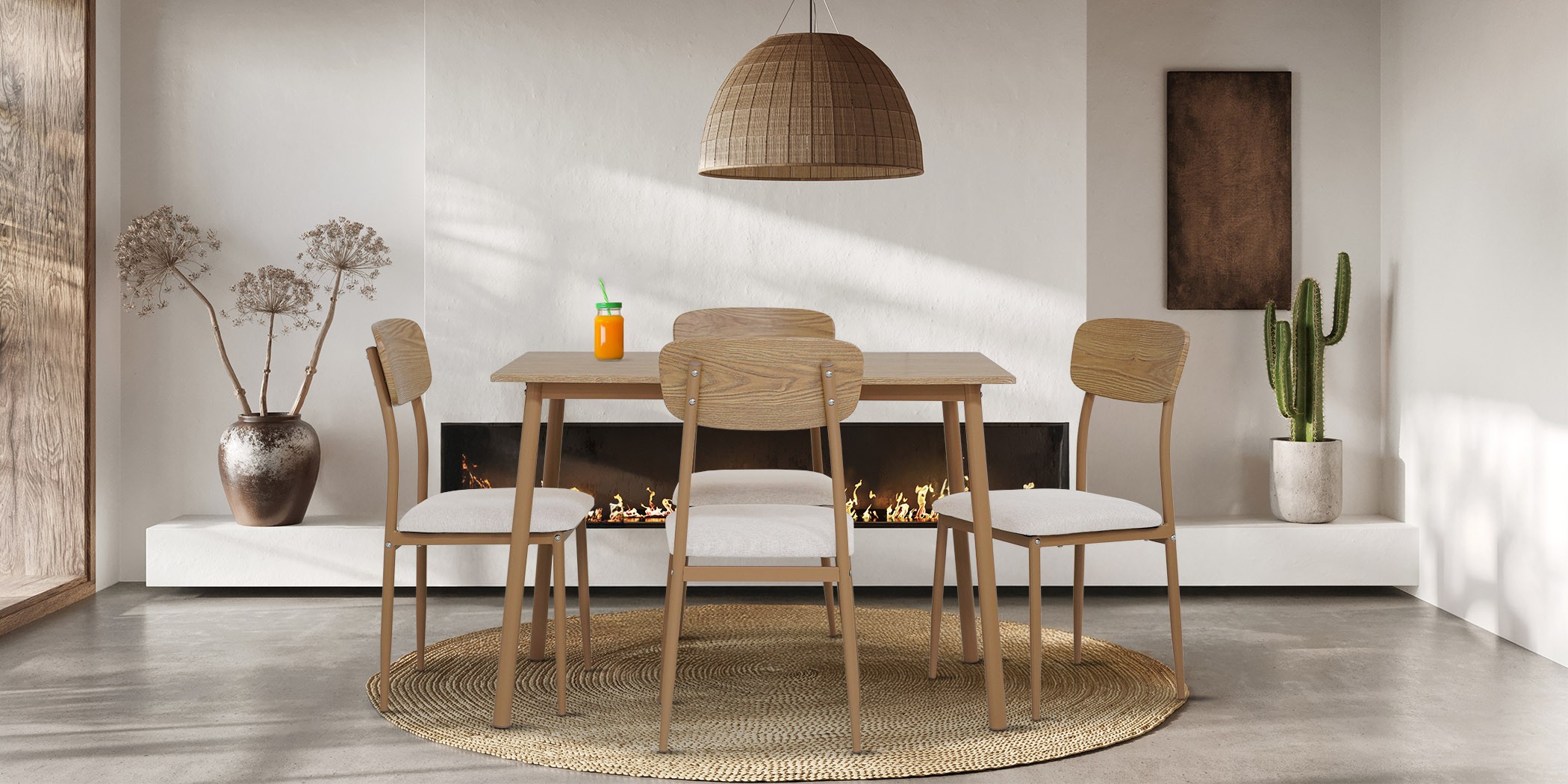 Cheelai Table and 4 Chairs Metal/MDF