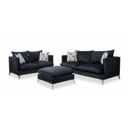 Zuri 3+2+Ottoman In Black Col Fabric