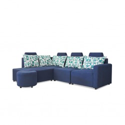 Angelo Corner LHF Chaise+RHF 3S+Ottoman Blue Col