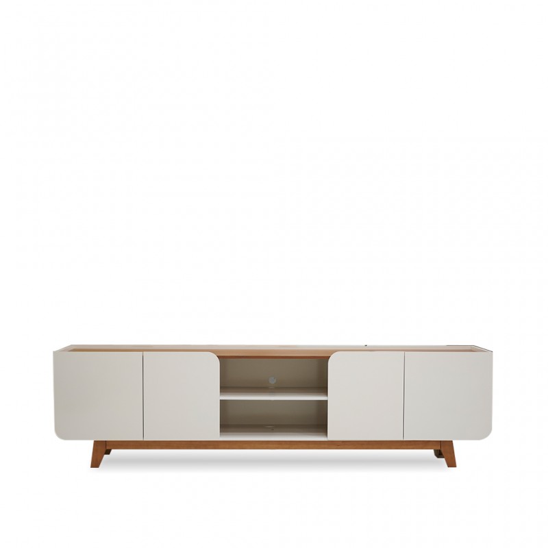 Nadine Low TV Cabinet With 4 Drs Off White/Freijo