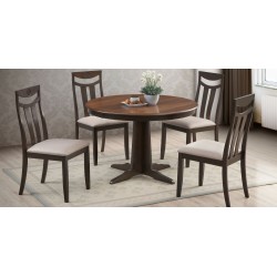 Cosen Round Table and 4 Chairs Rustic Walnut