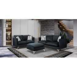 Zuri 3+2+Ottoman In Black Col Fabric