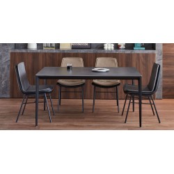 Brutus Table and 6 Chairs Ceramic Top Dark Grey fabric