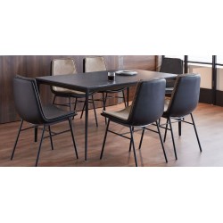 Brutus Table and 6 Chairs Ceramic Top Dark Grey fabric