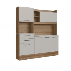 Baldo Kitchen Cabinet 6 Doors 2 Drawers Honey & Arenas