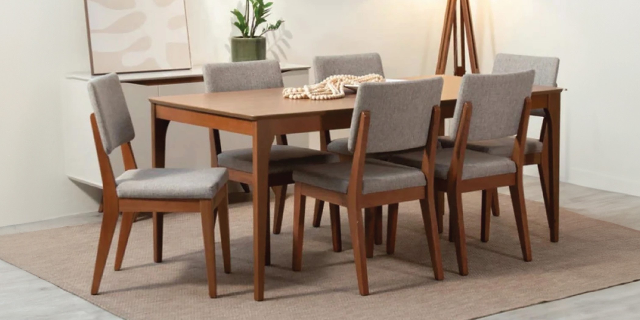 Ella Table and 6 Chairs Natural/Canella