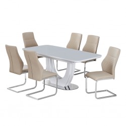 Stella Dining Table And 6 Chairs Beige