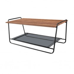 Newton Coffee Table Metal & Grey glass Shelf